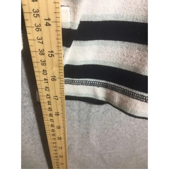 Womens T by Talbots Sweater Navy Blue White Striped Keyhole Back Scoop Neck - Picture 5 of 6